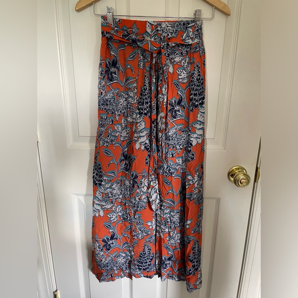 Floral midi skirt, double slits